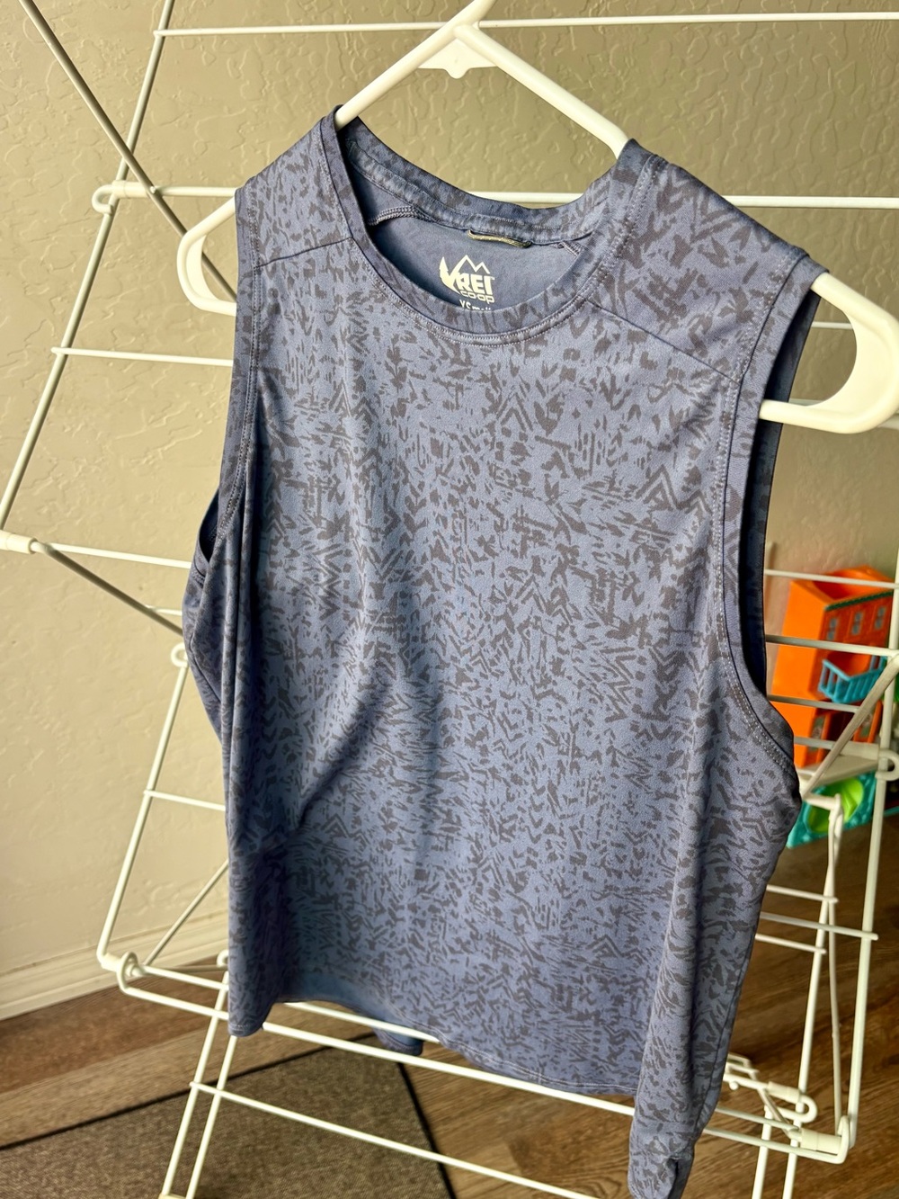 REI Heathered Navy Blue Patterned Sleeveless Performance Tank